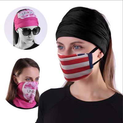 China With pocket for filter DIY custom logo fabric tube multifunctional bandanna face cover with elastic bands for sale