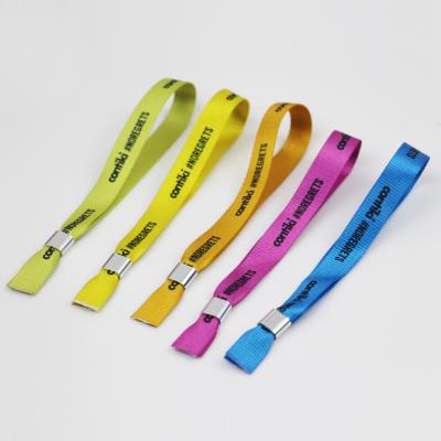 China Glowing Or Re No MOQ Custom Print Fabric Wristbands With High Quality Smooth Ribbon for sale