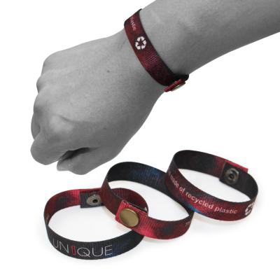 China Recycled Hardware OEM Recycled Fabric Plastic Wristband With Metal Snap Button for sale