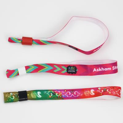 China One Time Use Or Reusable Full Color Dye Sublimation Fabric Wristbands With Custom Printing for sale