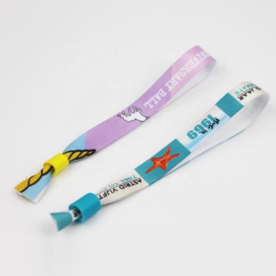 China One Time Use Or Reusable Promotional Unique Design Fabric Wristbands With Adjustable Bead for sale