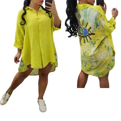 China 2023 New Fashion Anti-pilling Women's Female Tops Edge Temperament Casual Loose Irregular Shirt Dress for sale