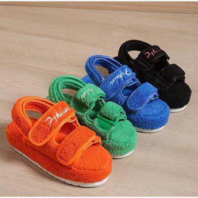 China European and American Sandals 2022 Fashion Trend New Femm Flocky Sandal Ladies Hook and Loop Toweling Shoes and Sandals Women for sale