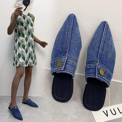 China Korean Fashion Trend Style Slides Slippers For Outdoor Ladies Slippers Jean House Slippers Women Summer Mules Women Slippers for sale