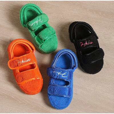 China Fashion Trend Girls Sandals Women's Shoes and Girls Sandals Cute Fluffy Cute Band Sliders Shoes Magic Towel Wedges Sandals for sale