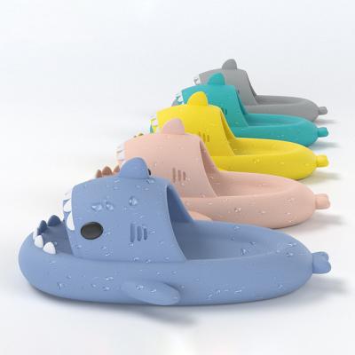 China Wholesale Summer Fashion Trend Slides Unique Thick Slipper Men Bubble Slides EVA Light Weight Cute Cartoon Shark Sandals Slipper For Men for sale