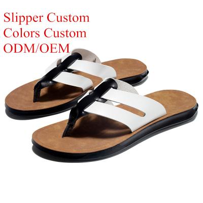 China Fashion Trend Slipper Customized 2022 Fashion Leather Flip Flops Logo Shoes Summer Mens Slipper Custom Customized for sale