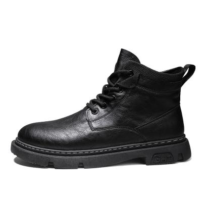 China 2022 Vintage Lace Up Boots Men's Leather Boots New Arrival Fashion PU Moto&Biker Waterproof Waterproof Platform Boots For Men for sale