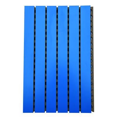 China Abosorbing Hanlan Modern Acoustic Sound Absorption Anti Resistant Design Wood Slat Polyester Fiber Wood Wall Panel for sale