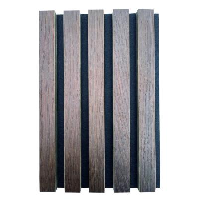 China Hanlan Contemporary Melamine Finish Polyester Wall Panel Acoustic Wood Slat Wood Slat Wood Wall Panel for sale