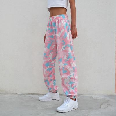 China hot sale Anti-wrinkle camouflage pants for women casual style pink camouflage prints women's harem pants for sale