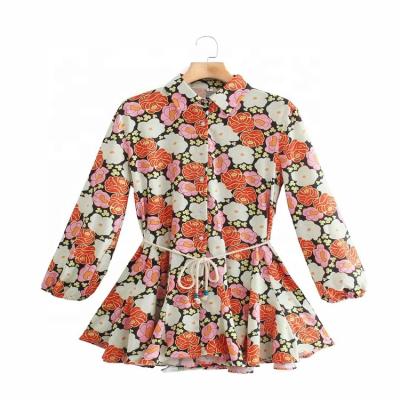 China Anti-wrinkle Women's Floral Dress Summer And Autumn Beach Skirt for sale