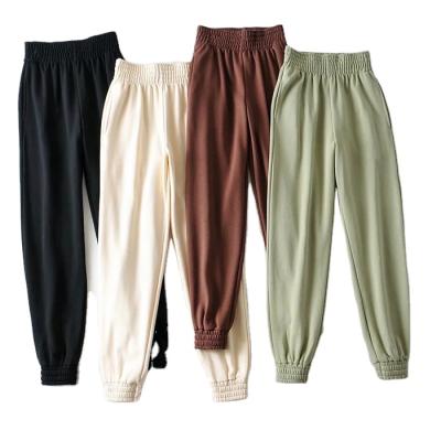 China Casual Loose Pure Color Knitted Women's Anti-Wrinkle Women Sports Track Pants for sale