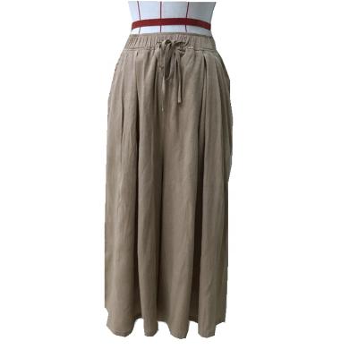 China Anti-Wrinkle Women Fashion Textured Drawstring Loose Wide Leg Culotte Pants Cropped Female Trousers Trousers for sale