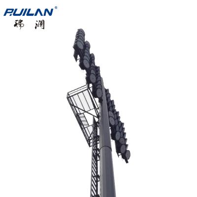 China Ruilan system high luminous/supporting lifting football pitches are common16m high mast lighting pole 1000w led flood light pole high for sale