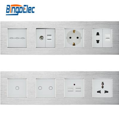 China Bingoelec 4 Frames Switch and Socket Free Assemble Aluminum Wall Switch Touch Switch Wall Socket Contact Switch Socket for sale