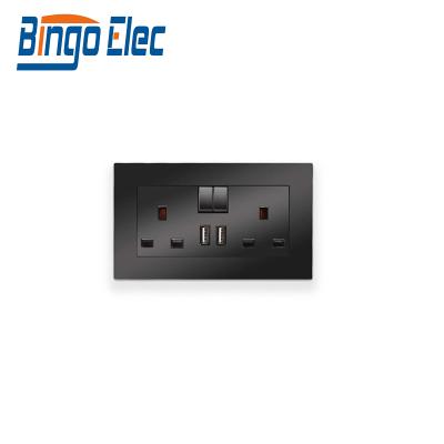 China Bingoelec Black Double Sockets With 2.1A USB Charging Ports, 2 Gang 13 A Electric Power Socket, White PC Plate Wall Outlet Normal Socket for sale