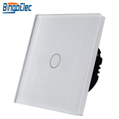 China Bingoelec EU/UK Standard Tempered Glass Panel 1gang 2way Touch Button Lamp Switch T2 for sale