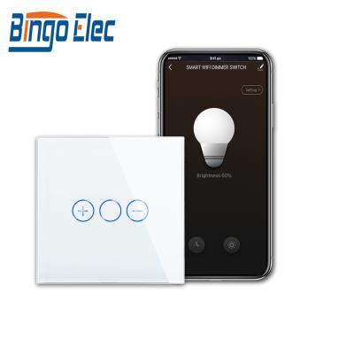 China FAN TUYA Alexa Google Home WIFI Smart Wall Switch Bingoelec Smart WIFI Dimmer Touch Wall Dimmer Light Switch Wifi Dimmer Switch for sale