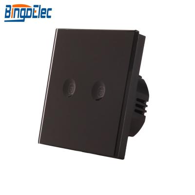 China Bingoelec M1A D201 Dimmer Switch 86*86mm 4mm Tempered Glass Panel 2 Gang Residential / Multipurpose 1 Way for sale