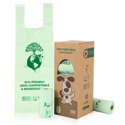 China Sustainable Vest Shaped Cardboard Packed Eco Friendly Biodegradable Poop Bag Small Dog Pet Waste Bag for sale