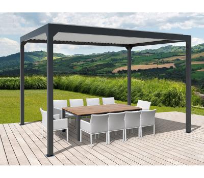 China Easily Assembled JN Customized Modern Louverd Gazebo Electric Aluminum Outdoor Pergola With Led Strip for sale