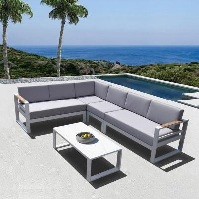 China Latest Designs JK3070 Round Sofa Couch Sofa Set Living Room Set Luxury Aluminum Outdoor Furniture Set Sectional for sale