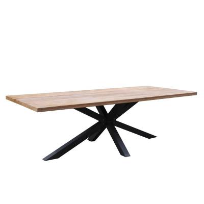 China Modern Design Teak Wood Top Commercial Aluminum Frame Teak Wood Top Dining Table For Indoor And Outdoor Garden Furniture Poly Patio Furniture for sale