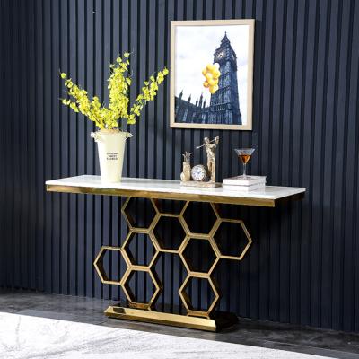 China Other Modern Gold Metal Console Tables Metal Console Table Light Luxury Wall Mounted Porch Deck Hallway Hallway Shelf Porch Table for sale