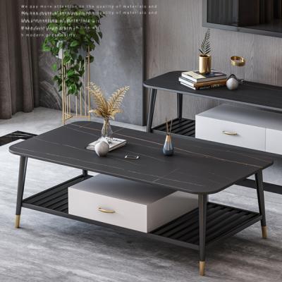 China Advanced Nordic Convertible Rock Plate Marble Tea Table TV Cabinet Combination for sale