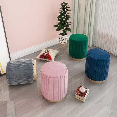 China Nordic Modern Nordic Shoe Suede Small Round Wind Foot Stool for sale