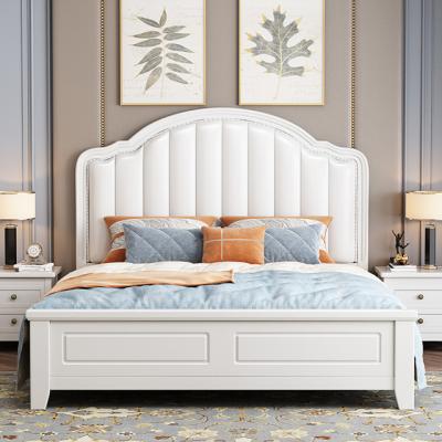 China Easy Assemble American Solid Wood Bed Piece Furnitur Sets Modern Simple Soft Bedroom Double Bed Lightweight Luxury Wedding Suiting Apartment for sale