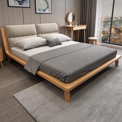 China Mattress Bed (Others) Full Double Bed Soft Modern Nordic Beech Single Bed and Coconut Wood Latex Solid Wood Mattress Adjustable for sale