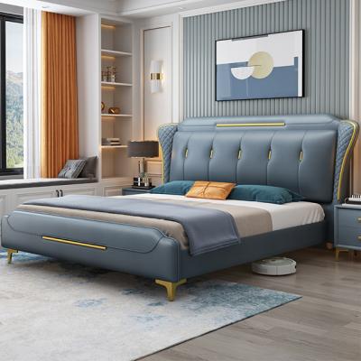 China Other Modern Soft Fabric Assembled Shelf Bed Bedroom Furniture Nordic Light Luxury Compound Fabric Bed Double Bed Bedroom Furniture for sale