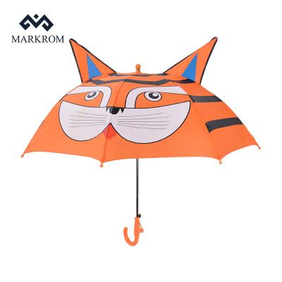 China All In 1 UV Protection Cute Tiger Umbrella Child Mini Ear Umbrella With Curved Handle for sale