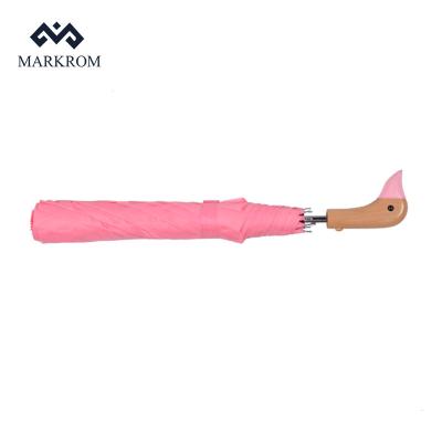 China All In 1 New Innovative Duck Mouth Handle Automatic Open Wooden Umbrella for sale