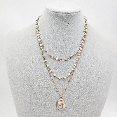 China CLASSIC wholesale fashionable simple jewelry pendant necklace of three chains scarves for sale