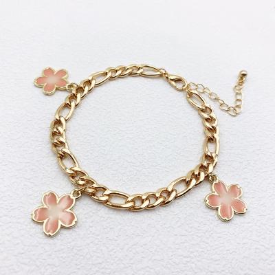 China High quality low price iron 30% alloy professional gold plated women's fashion 70% petal gold bracelet for sale