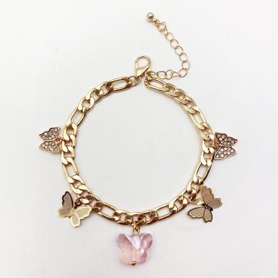 China High Quality Wholesale Butterfly Diamond Bracelet Anklet Gold Body Jewelry Pendant Bracelet With Charm for sale