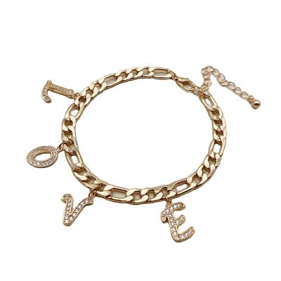 China Ladies Alphanumeric Jewelry High Quality Factory Wholesale Price Concessions Bangle Letters Decorative Bracelet for sale