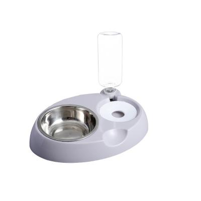 China Non-automatic 2022 best selling New Double Bowl Anti Overturning Automatic Drinking Water Not Wet Mouth Dog Bowl Cat Food Basin for sale