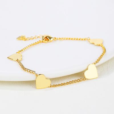 China Lucky Silver 18k Gold Plated Jewelry High Quality Gold Plated Heart Shaped Bracelet Gift Accessories for sale