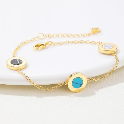 China 2022 Wholesale New Design Religious Gold Plated Colorful Zircon Bracelets For Girls Fancy Chain Bracelet for sale