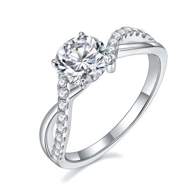 China New 925 Sterling Silver High Quality 1ct Moissanite CLASSIC Wholesale Fashionable Engagement Rings for sale