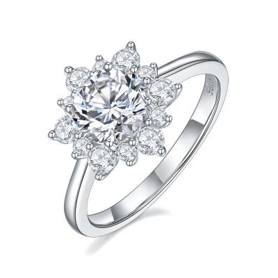 China Wholesale CLASSIC Moissanite Jewelry 0Classic Six Claw 925 Sterling Silver Engagement Moissanite Diamond Ring for sale