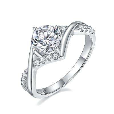 China Wholesale CLASSIC 925 Sterling Silver moissanite jewelry classic six claw wedding engagement moissanite diamond ring for sale