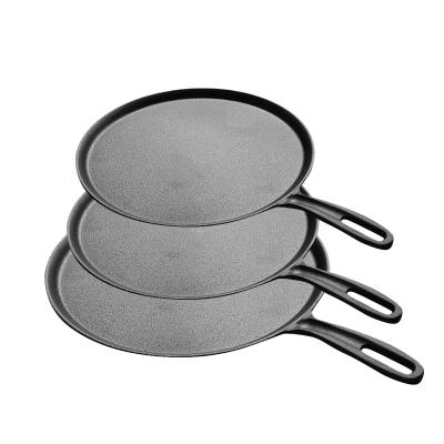 China High Quality Sustainable Metal Cast Iron Skillet Custom Pans Round Single Egg Flat Pan for sale