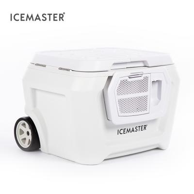 China Wholesale 54L High Performance Insulated Beverage Food Rolled Large Capacity Cooler Handle Telescope Insulation Ice Cooler Hard Box for sale