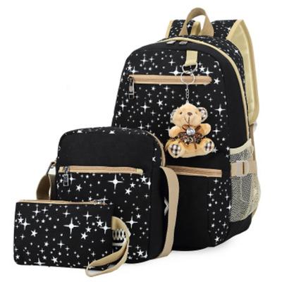 China Fashion Canvas Printing Large Capacity Backpack Waterproof High Quality School Bag Set Bags for sale