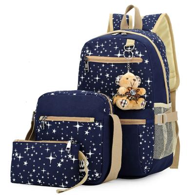 China Hot Selling Waterproof 3pcs Set Primary Student Girls Backpack School Bags for sale